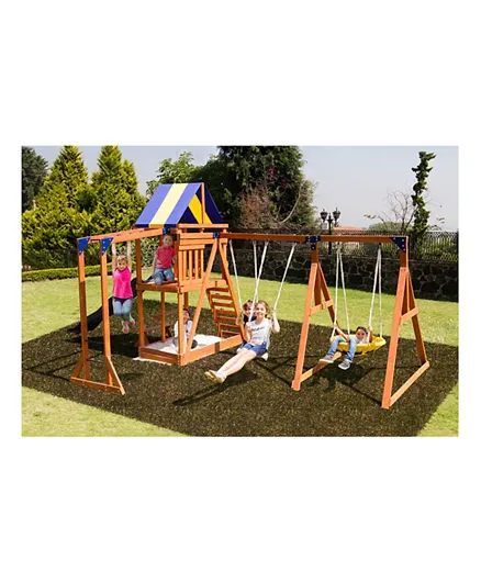 Dynamic Sports Grand Mesa Wooden Swing Set + Free Dynamic Sports Electric Scooter