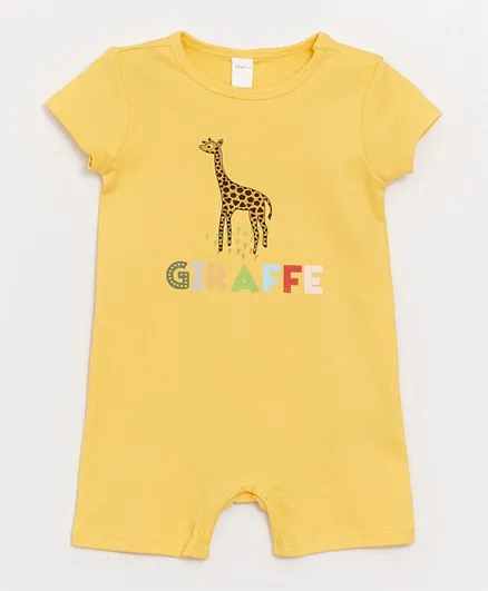 LC Waikiki Giraffe Graphic Romper - Yellow