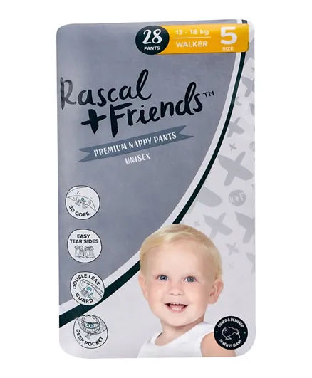 راسكال + فريندز - حفاضات  بنمط سروال عالية الجودة مقاس 5- 28 قطعة