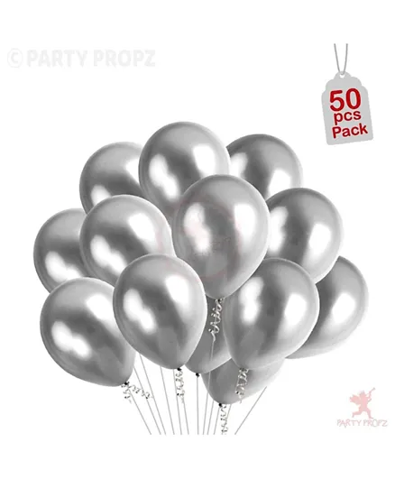 Party Propz Metallic Balloons Silver - Pack Of 50