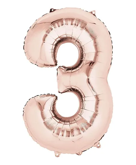 Amscan Number 3 Balloon Rose Gold - 34 Inches