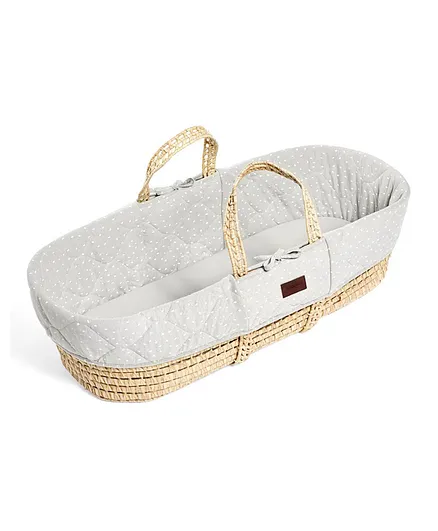 The Little Green Sheep Natural Quilted Moses Basket & Mattress - Dove Rice