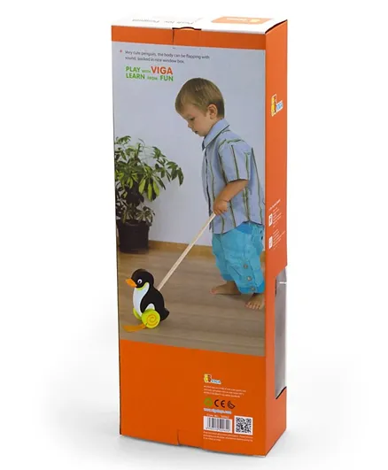 Viga Wooden Push Toy Penguin - Black