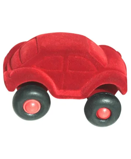 ربابو لعبة تعليمية ناعمة للرضع - سيارة الخنفساء الصغيرة - أحمر