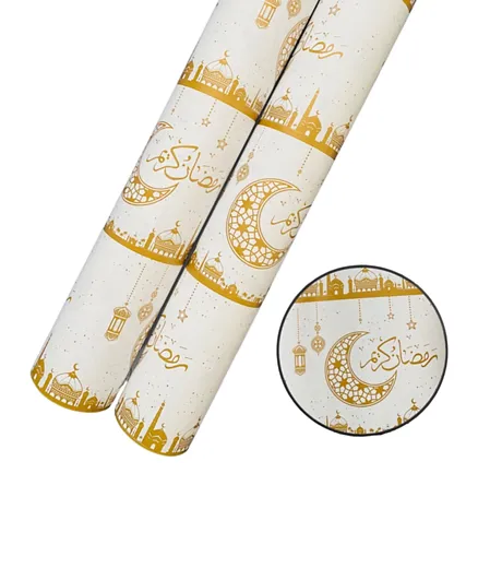 LAFIESTA Eid Mubarak Gift Wrapping Paper Rolls - 2 Pieces