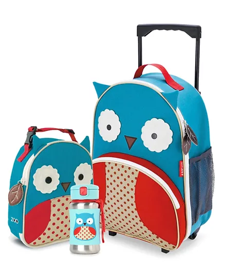 Skip Hop Zoo Lunchie - Owl + Backpack Owl - 12 inches + Owl Zoo Straw Bottle - 354ml