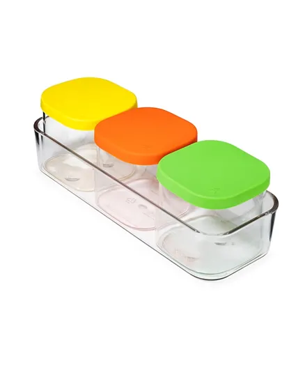 Yumbox Vibrant Chop Chop Glass Cubes Set Pack of 3 - 360ml each