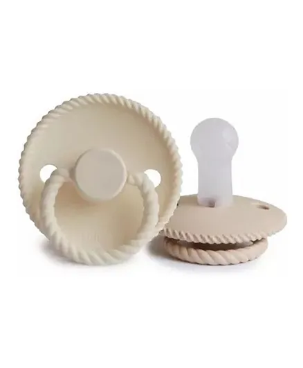FRIGG Rope Silicone Baby Pacifier 2-Pack Cream/Croissant - Size 2