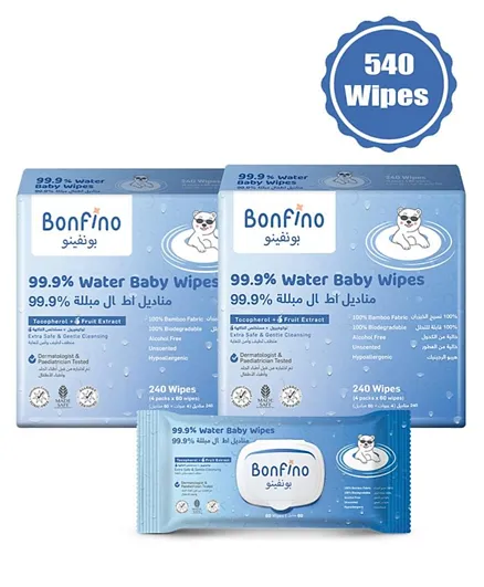 Bonfino Baby Wipes Combo-540 Wipes