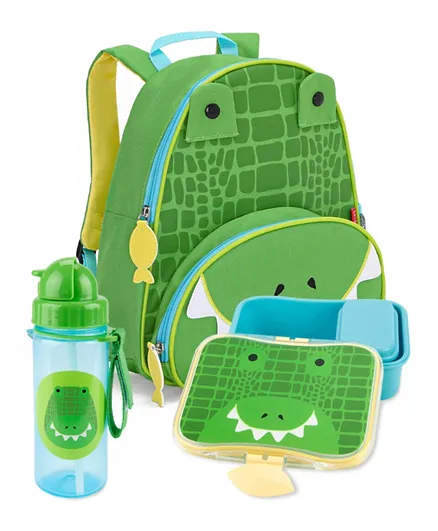 Skip Hop Crocodile Zoo Lunch Kit with School Bag or Back Pack and Water Bottle