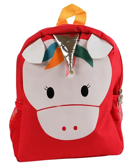 Pinak Sparkles Unicorn Kids Backpack Red - 16 Inches
