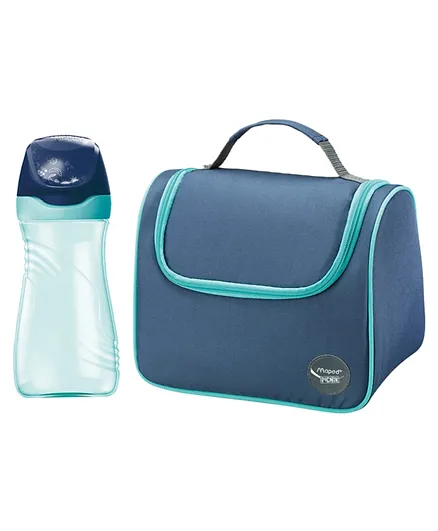 Maped Picnik Origins Lunch Bag - Blue and Green with Water Bottle