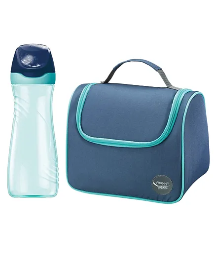 Maped Picnik Origins Lunch Bag - Blue and Green with Water Bottle