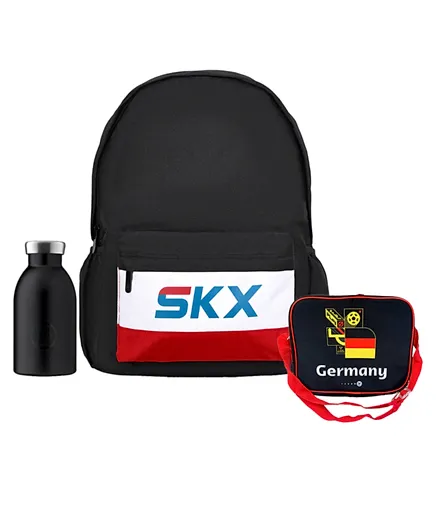 FIFA 2022 Country Square Lunch Bag Germany - Black with 24 Bottles Water Bottles and Skechers School Bags & Back Packs