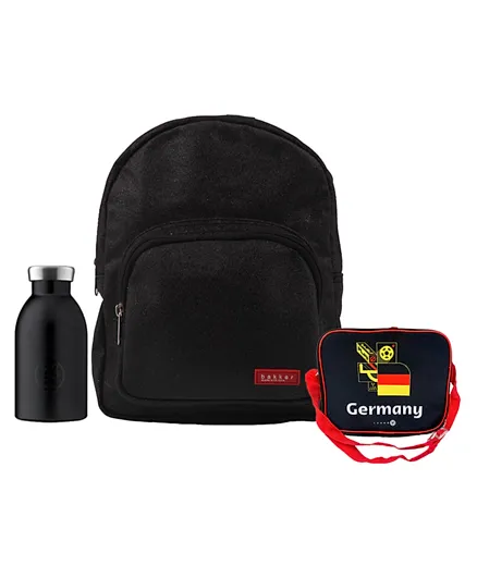Bakker Mini Glitter Backpack Black - 11 Inches with 24 Bottles Water Bottles and FIFA Lunch Boxes & Bags