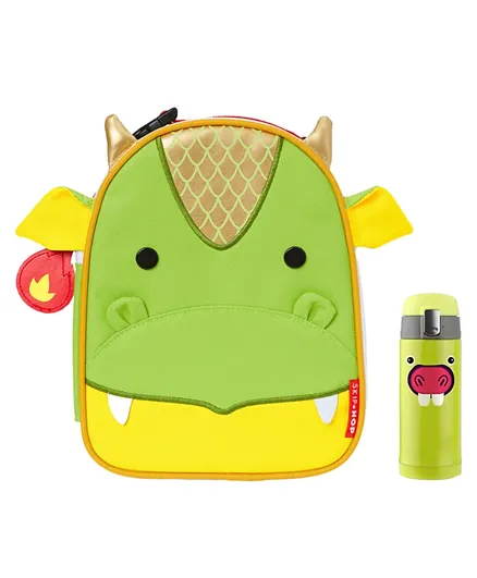 Skip Hop Dragon Zoo Kids Insulated Lunch Bag - Green and Asobu Water Bottles