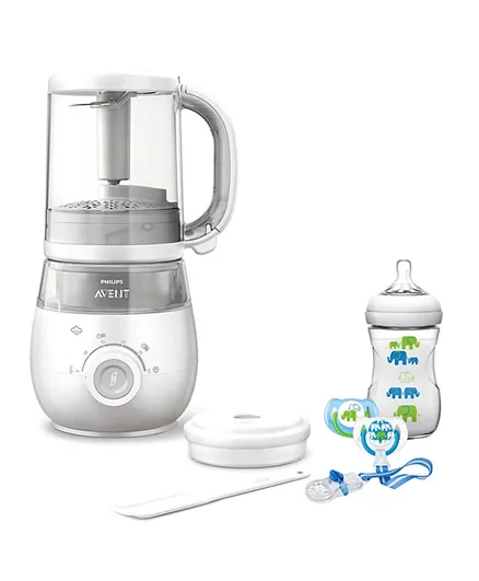 Philips Avent 4 In 1 Healthy Baby Food Maker +  Elephant Design Boy Gift Set