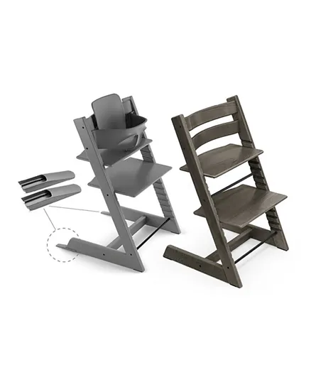 Stokke Tripp Trapp High Chair - Hazy Grey with free Baby Seat - Storm Grey