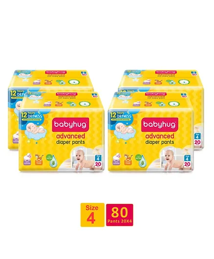 Babyhug Advanced Pant Style Diapers Size 4 - 20 Pieces - Pack of 4