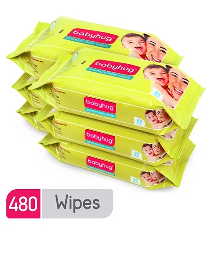 Babyhug Premium Baby Wipes - Super Value Packs - 480 wipes