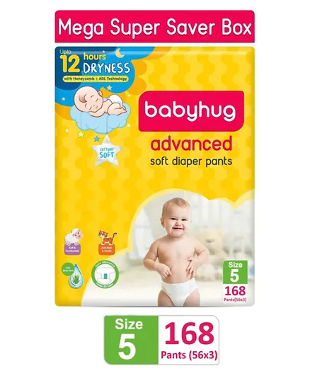 Babyhug Advanced Pant Style Diapers Size 5 - 56 Pieces - Pack of 3