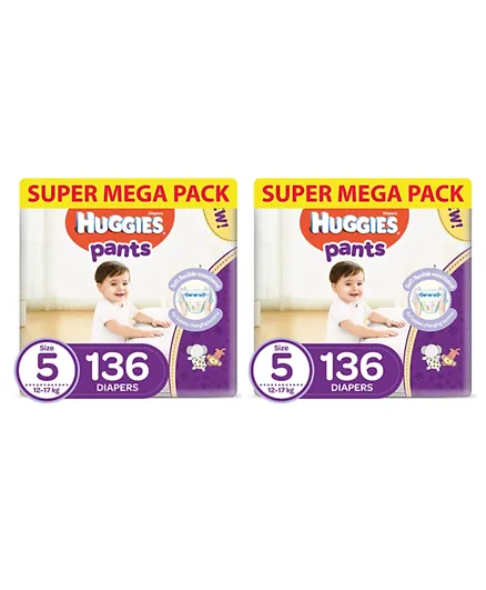 Huggies Super Mega Pack of 8 Pant Style Diaper Size 5 - 272 Pieces