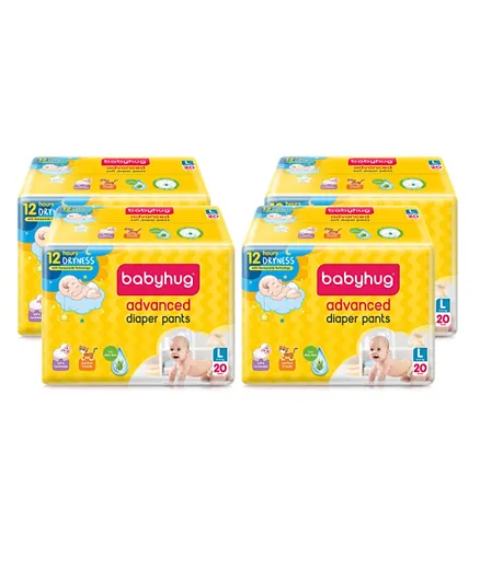 Babyhug Advanced Pant Style Diapers Large Size 4 - 80 Pieces
