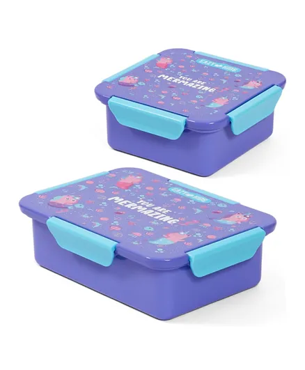 Eazy Kids Mermaid Lunch Box Set Purple - 2 Pieces