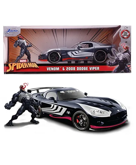 Jada Marvel Venom 2008 Dodge Viper Car with Figurine - Black