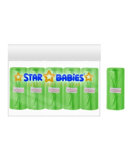 Star Babies Green Scented Bags - Pack of 5+1 Roll Free (90 Bags)
