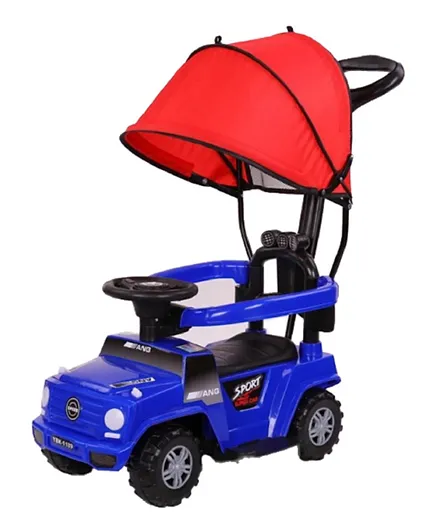 Megastar Wrangler Style Jeep Swing and Push Ride on Car with Canopy - Blue