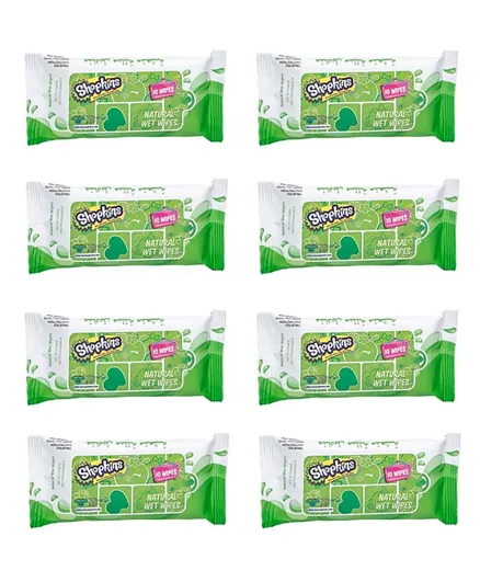 Shopkins Premium Wet Wipes Green Pack of 8 - 80 Wipes