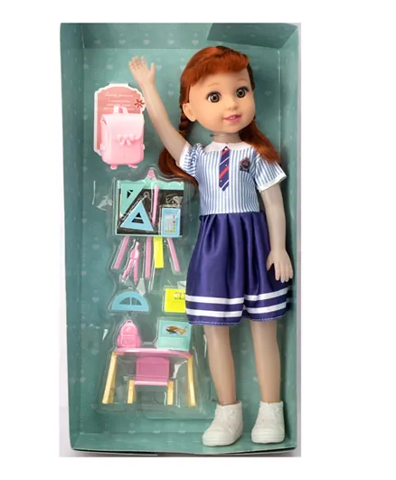 School Girl Doll With Bag & Supplies - Durable 40cm Imaginative Play Toy, Ideal Gift