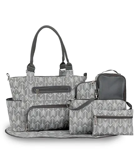 Little Story Diaper Bag Set of 6 with Hooks - Grey