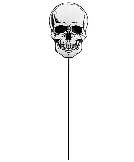 Party Centre Skull Small Metallic Yard Stake Silver - 58.42 cm