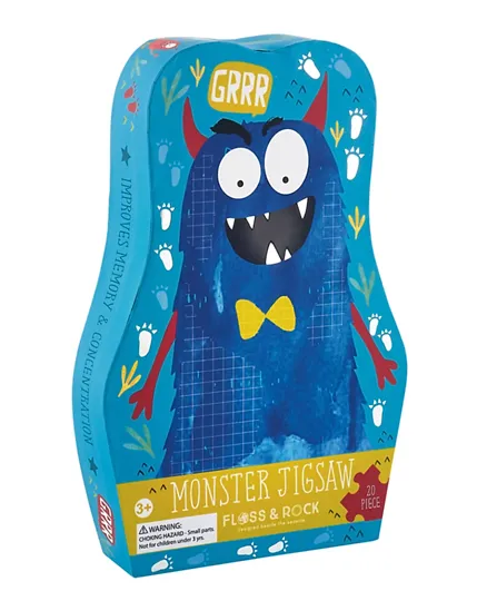 Floss & Rock Monster Jigsaw Puzzle in Shaped Box Multi Color - 20 Pieces