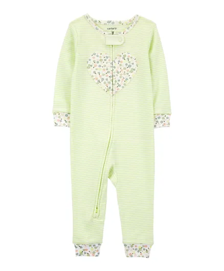 Carter's 1-Piece Heart 100% Snug Fit Cotton Footless Pyjamas - Green