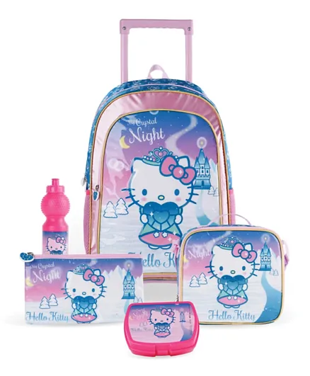 Sanrio Hello Kitty My Crystal Night 5-In-1 Trolley Backpack Set