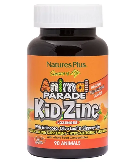 Natures Plus Animal Parade KidZinc Lozenges Tangerine Flavor - 90 Tablets