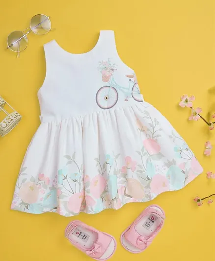 Smart Baby Floral Digital Printed Dress - Off White