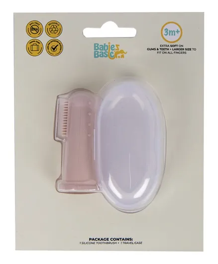 Babies Basic Silicone Toothbrush with Travel Case - Blush