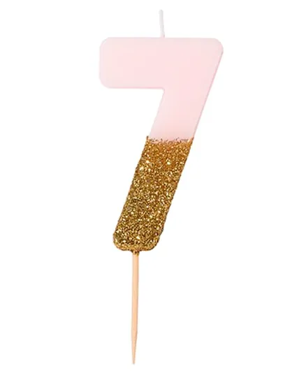 Talking Tables  Glitter Number Candle 7 - Pink