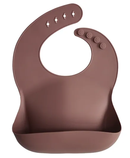 Mushie Silicone Baby Bib Solid Colors - Woodchuck