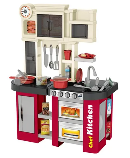 Little Angel Kitchen Playset with 58 Accessories - Red & White