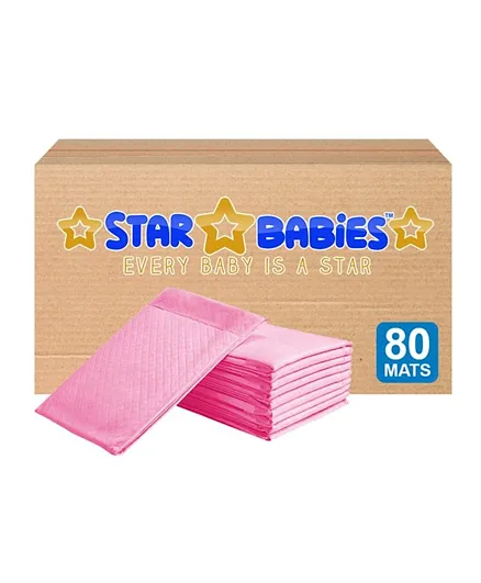 Star Babies 62pcs Regular Disposable Changing Mat with 18pcs Scented Changing Mats Pink  - Pack of 80