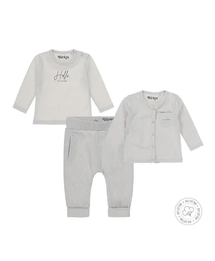 Dirkje Bio Cotton 3 Piece Babysuit Set - Light Grey