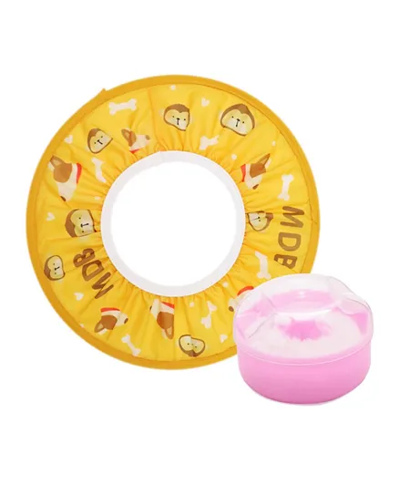 Star Babies Adjustable Kids Shower Cap With Kids Powder Puff Pack of 2 - Orange & Pink