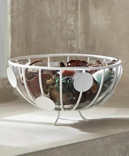 HomeBox Alena Metal Leaf Bowl with Glass
