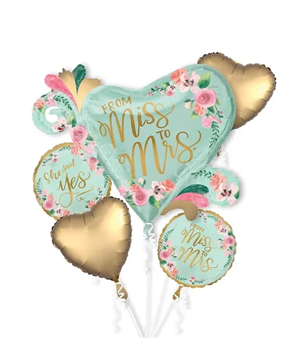 Party Centre Mint To Be Balloon Bouquet - 5 Pieces
