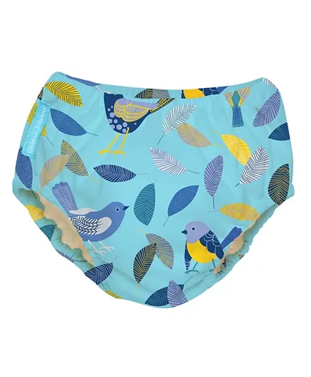 Charlie Banana 2 in 1 Swim Diaper & Training Pants Twitter Birds Medium - Blue
